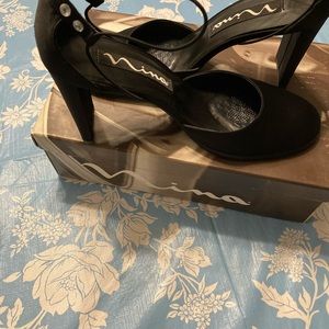 Womens Black Rhinestone High Heels